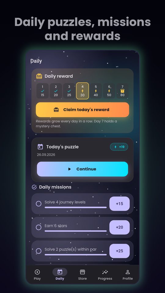 Daily rewards and missions