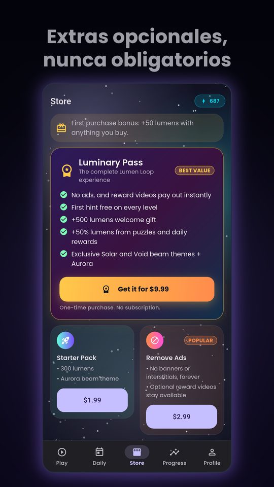 Tienda con el Luminary Pass