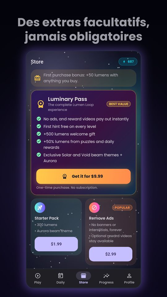 Boutique avec le Luminary Pass